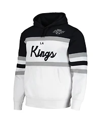 Men's Mitchell & Ness White, Black Los Angeles Kings Head Coach Pullover Hoodie