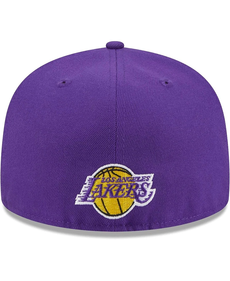 Men's New Era Purple Los Angeles Lakers Game Day Hollow Logo Mashup 59FIFTY Fitted Hat