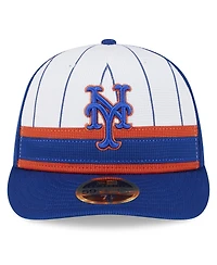 Men's New Era White York Mets 2024 Batting Practice Low Profile 59FIFTY Fitted Hat