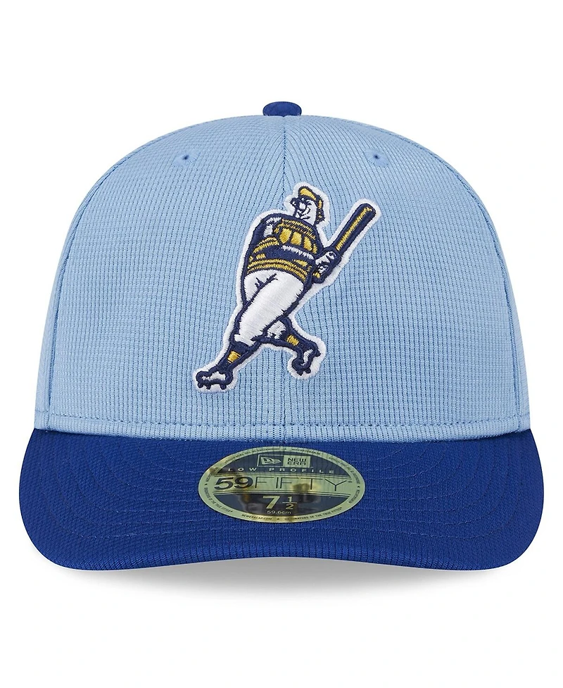 Men's New Era Light Blue Milwaukee Brewers 2024 Batting Practice Low Profile 59FIFTY Fitted Hat