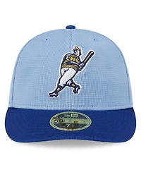 Men's New Era Light Blue Milwaukee Brewers 2024 Batting Practice Low Profile 59FIFTY Fitted Hat