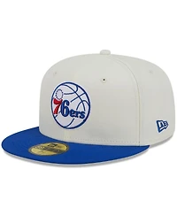 Men's New Era x Staple Cream, Royal Philadelphia 76ers Nba Two-Tone 59FIFTY Fitted Hat