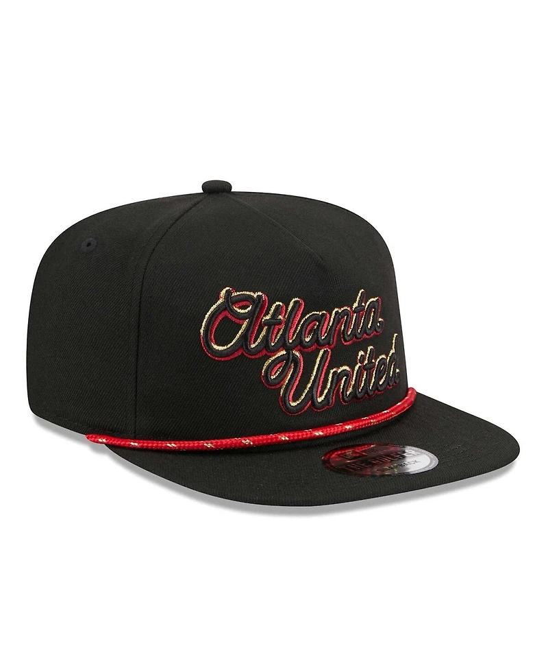 Men's New Era Black Atlanta United Fc Script Golfer Adjustable Hat