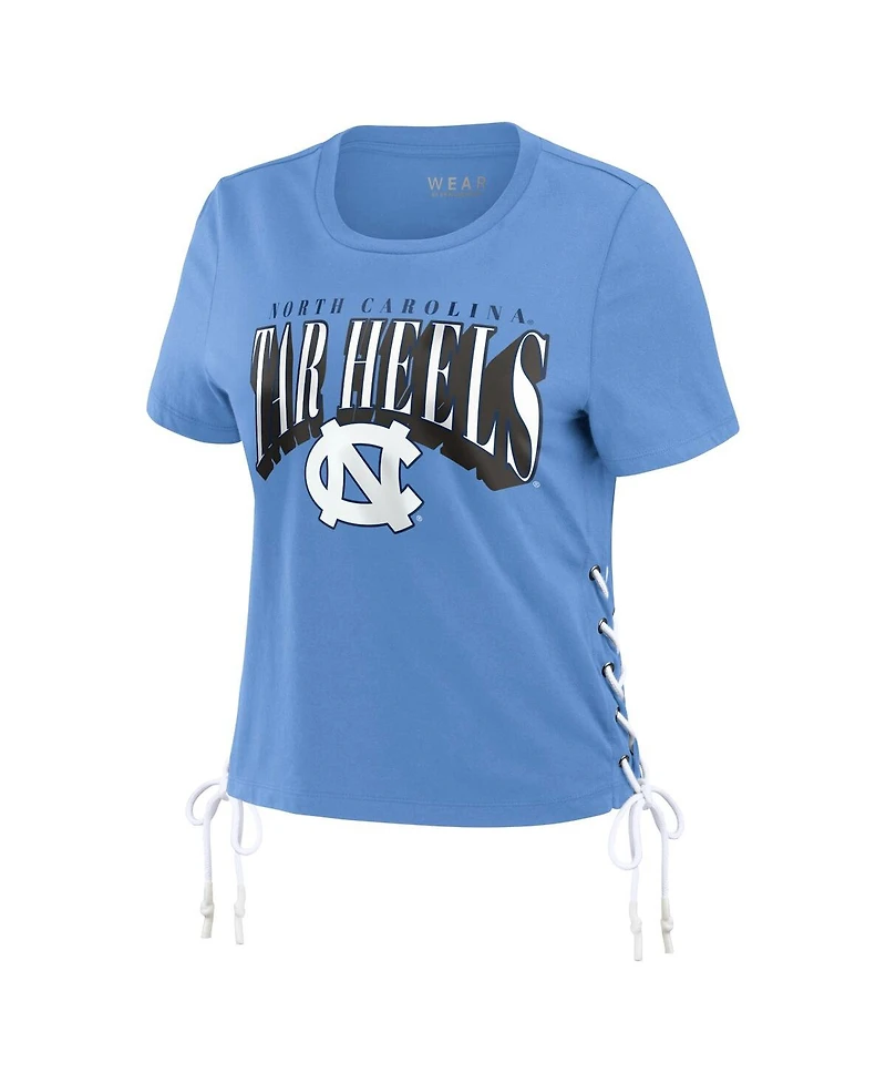 Women's Wear by Erin Andrews Carolina Blue North Tar Heels Side Lace-Up Modest Crop T-shirt