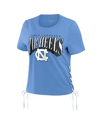 Women's Wear by Erin Andrews Carolina Blue North Tar Heels Side Lace-Up Modest Crop T-shirt