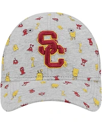 Toddler Boys and Girls New Era Heather Gray Usc Trojans Allover Print Critter 9FORTY Flex Hat