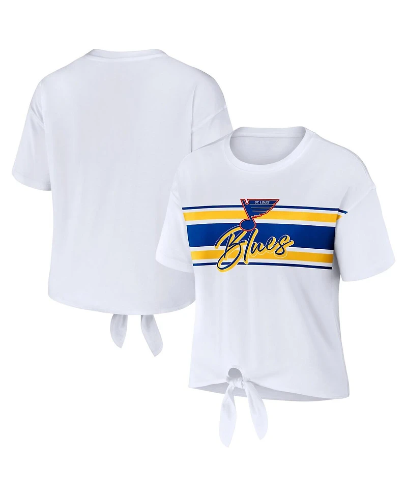 Women's Wear by Erin Andrews White St. Louis Blues Front Knot T-shirt