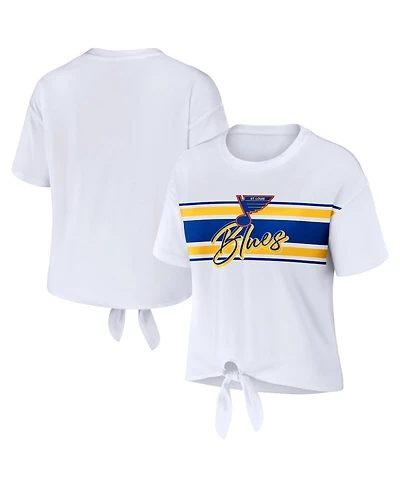 Women's Wear by Erin Andrews White St. Louis Blues Front Knot T-shirt