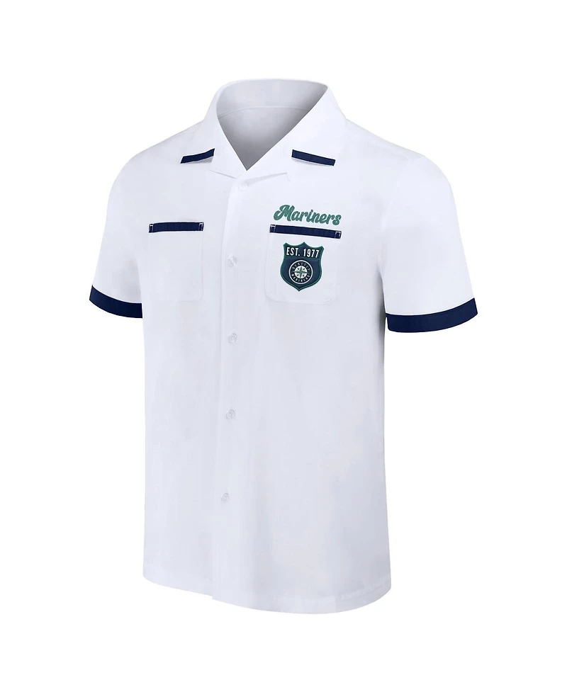 Men's Darius Rucker Collection By Fanatics White Seattle Mariners Bowling Button-Up Shirt