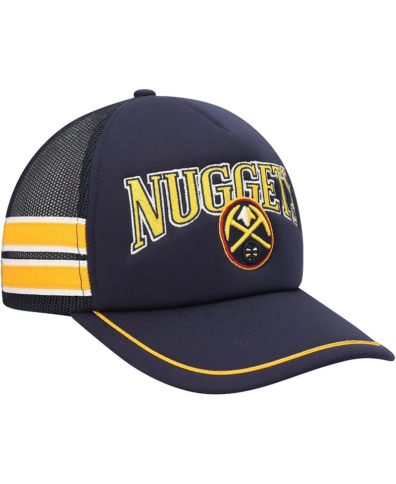 Men's '47 Brand Navy Denver Nuggets Sidebrand Stripes Trucker Adjustable Hat