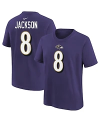 Big Boys Nike Lamar Jackson Purple Baltimore Ravens Player Name and Number T-shirt