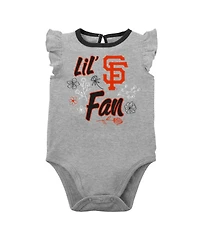 Baby Girls Black, Heather Gray San Francisco Giants Little Fan Two-Pack Bodysuit Set