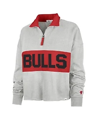 Women's '47 Brand Heather Gray Distressed Chicago Bulls Breakthrough Remi Quarter-Zip Jacket