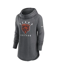 Women's Nike Heather Charcoal Chicago Bears Raglan Funnel Neck Pullover Hoodie