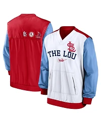 Men's Nike White, Red St. Louis Cardinals Rewind Warmup V-Neck Pullover Jacket