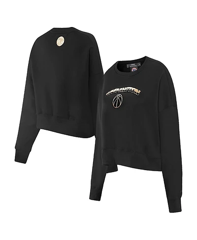 Women's Pro Standard Black Washington Wizards Glam Cropped Pullover Sweatshirt