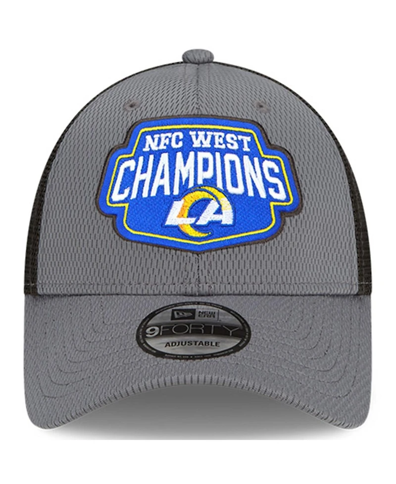 Men's New Era Graphite Los Angeles Rams 2021 Nfc West Division Champions 9FORTY Trucker Snapback Hat