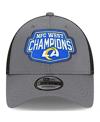 Men's New Era Graphite Los Angeles Rams 2021 Nfc West Division Champions 9FORTY Trucker Snapback Hat