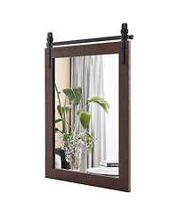 30''x22'' Wall Mount Mirror Decor Vanity Mirror Wood Frame Barn Door Style
