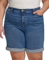 Tommy Hilfiger Th Flex Plus Cuffed Denim Shorts, Created for Macy's