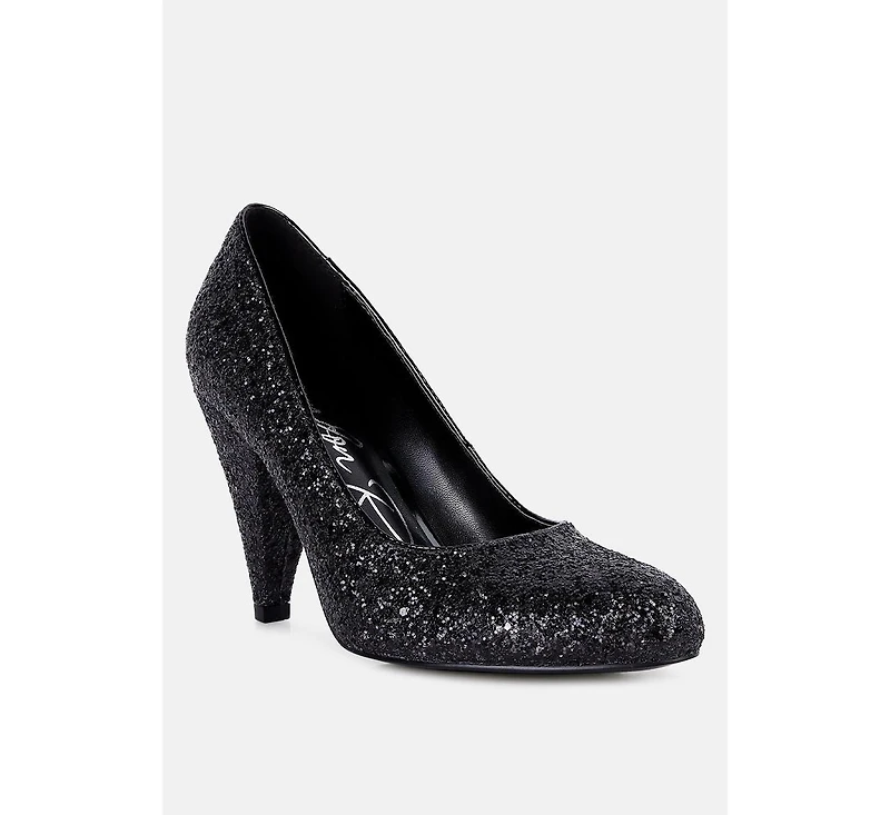 Sugar Plum Glitter Conical Heel Pumps