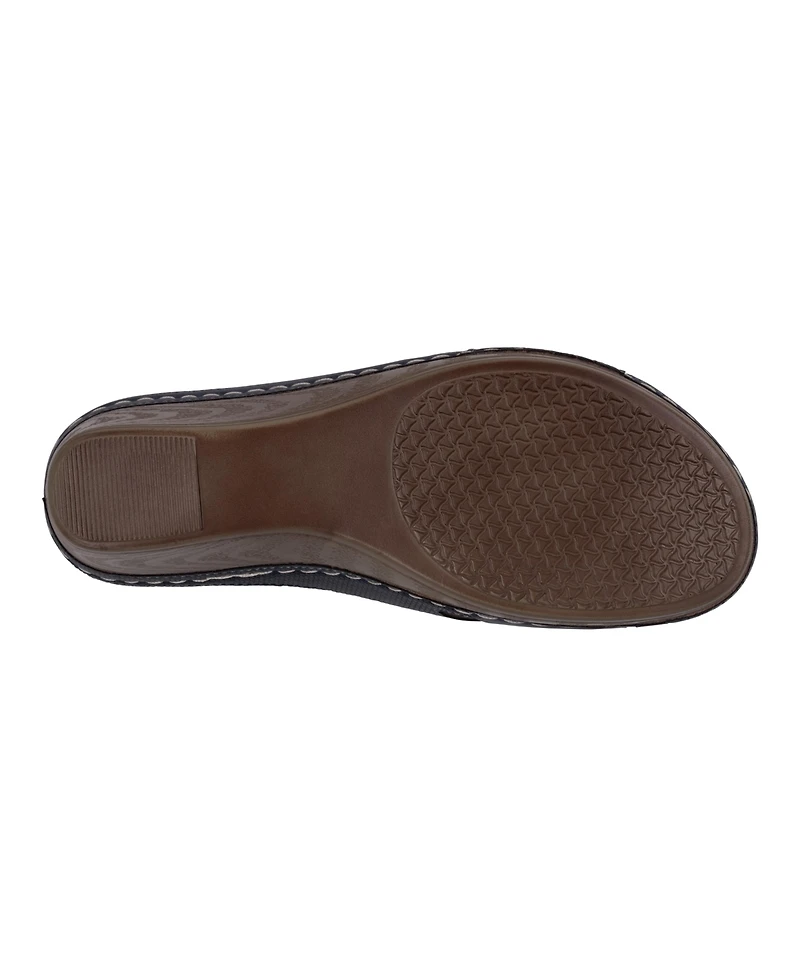 Gc Shoes Women's Hayden Perforated Contrast Cross Strap Wedge Sandals