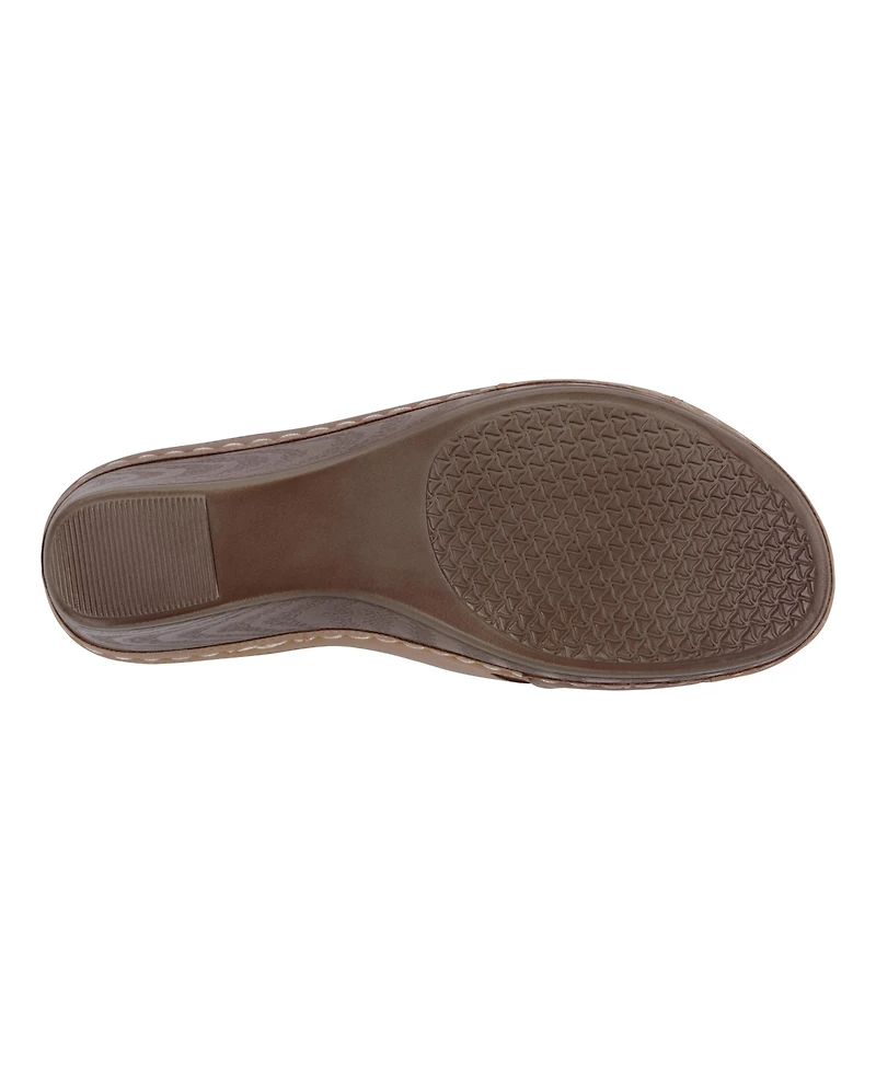 Gc Shoes Women's Hayden Perforated Contrast Cross Strap Wedge Sandals