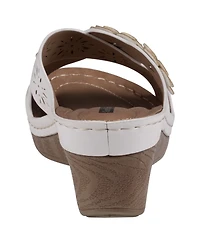 Gc Shoes Women's Miller Cross Strap Flower Slip-On Wedge Sandals