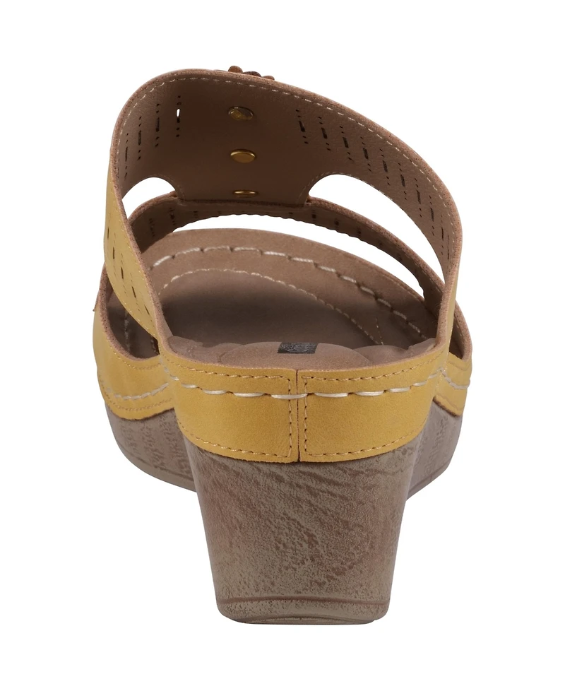 Gc Shoes Women's Lisette Flower Perforated Wedge Sandals