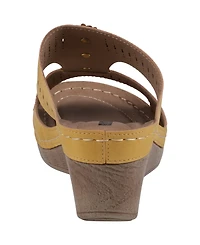 Gc Shoes Women's Lisette Flower Perforated Wedge Sandals