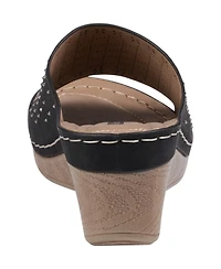 Gc Shoes Women's Atlanta Studded Comfort Wedge Sandals