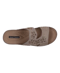 Gc Shoes Women's Santiago Perforated Studded Slip-On Wedge Sandals