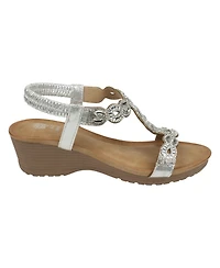 Gc Shoes Women's Damaris Embellished Slingback Wedge Sandals