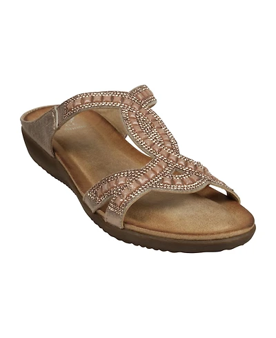 Gc Shoes Women's Alora Embellished Slide Flat Sandals