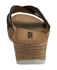 Gc Shoes Women's Demi Cross Strap Hardware Slip-On Wedge Sandals