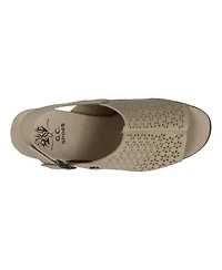 Gc Shoes Women's Olivia Perforated Slingback Wooden Platform Heeled Sandals