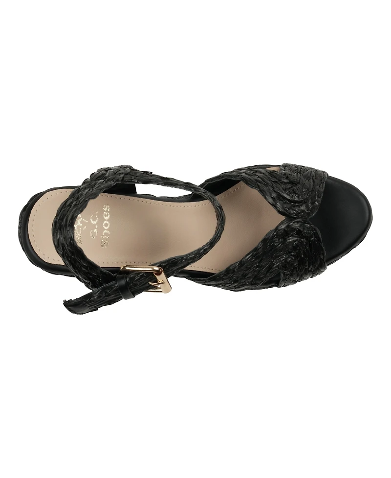 Gc Shoes Women's Maya Raffia Platform Wedge Sandals