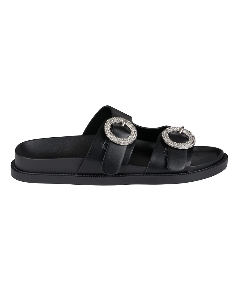 Gc Shoes Women's Jordyn Double Band Embellished Slide Footbed Sandals