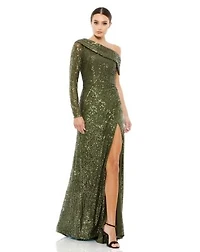 Womens Ieena Sequined Drop Shoulder Faux Wrap Gown