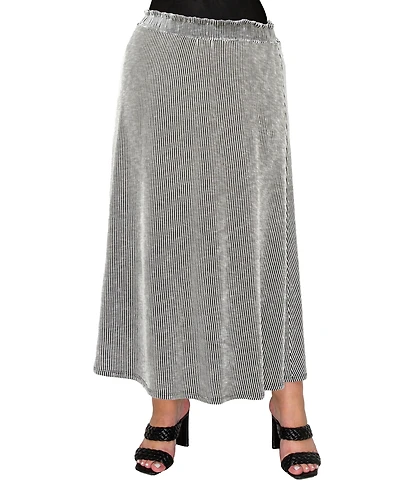 Coin 1804 Plus Span Rail Textured Rib Elastic Waist Maxi Skirt