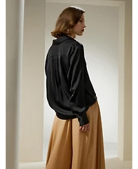 Lilysilk Women's Hem Pleated Silk Blouse