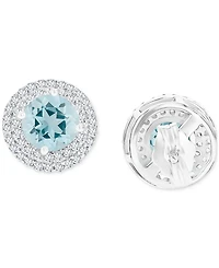 Amethyst (1-1/2 ct. t.w.) & Lab-Grown White Sapphire (1/2 Halo Birthstone Stud Earrings Sterling Silver (Also Additional Birthstones)