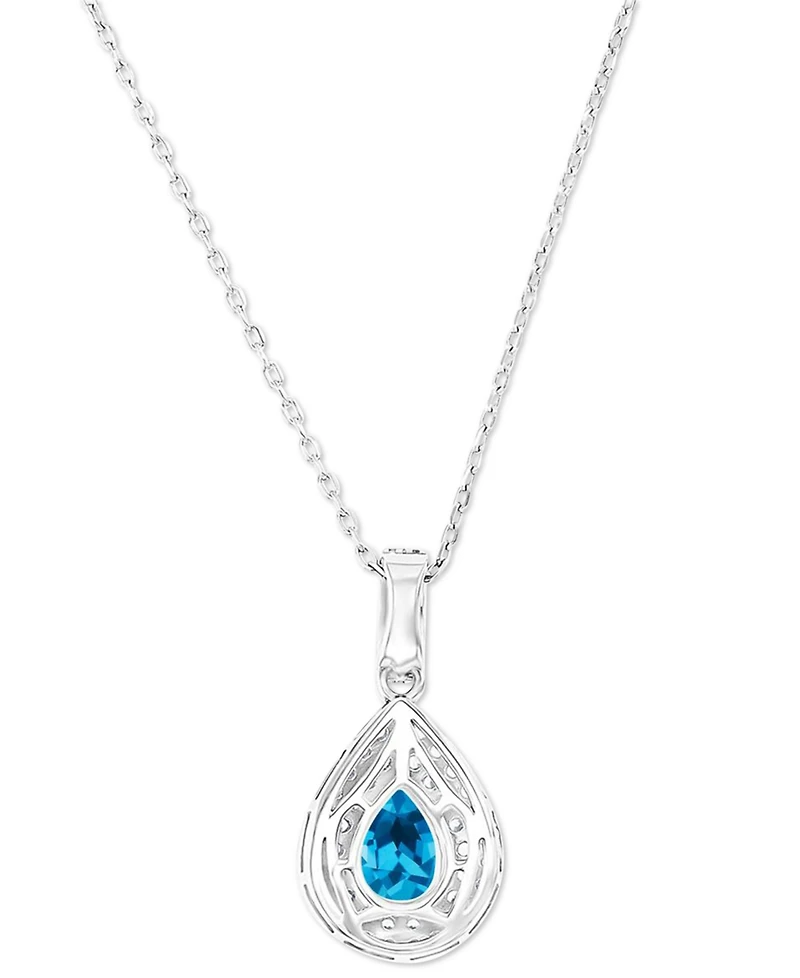 Amethyst (5/8 ct. t.w.) & Lab-Grown White Sapphire (1/2 Teardrop Halo Birthstone Pendant Necklace Sterling Silver, 16" + 2" extender (Als