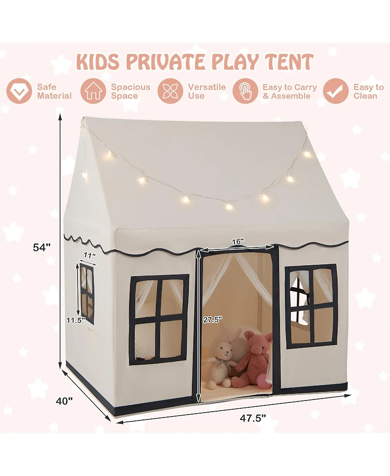 Costway Kids Play Castle Tent Large Playhouse Toys Gifts with Star Lights Washable Mat