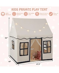 Costway Kids Play Castle Tent Large Playhouse Toys Gifts with Star Lights Washable Mat