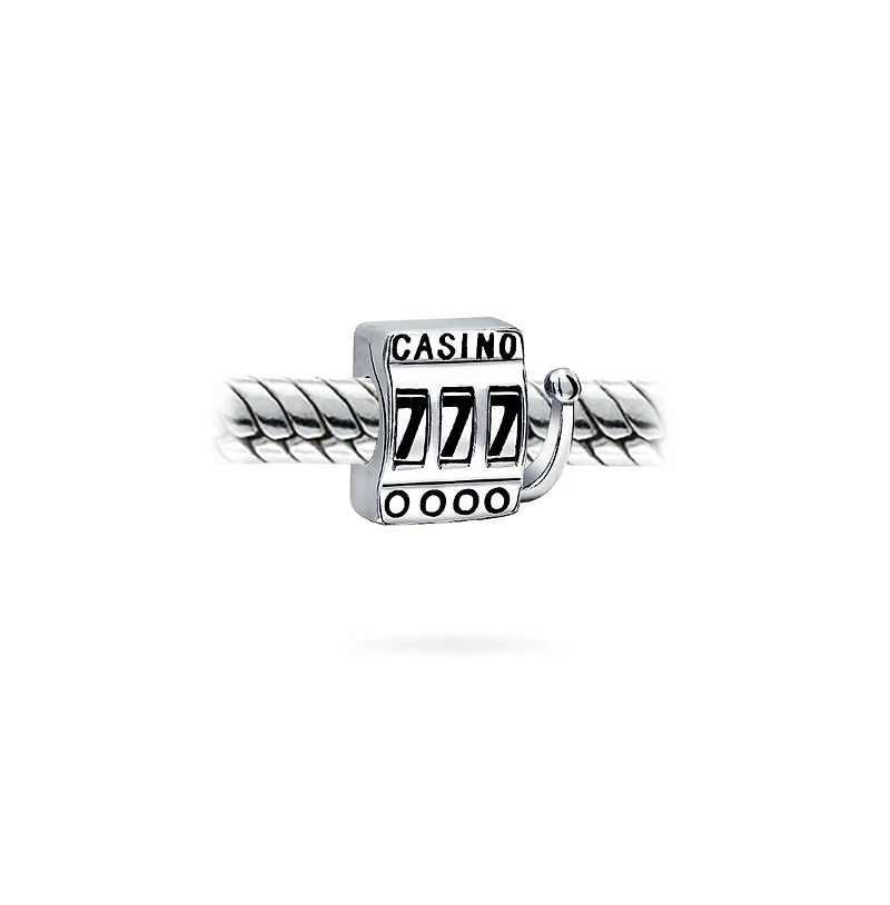 Bling Jewelry Tourism Las Vegas Good Luck Vacation Travel Lucky 777 Jackpot Casino Slot Machine Charm Bead Oxidized Sterling Silver Fits European Brac