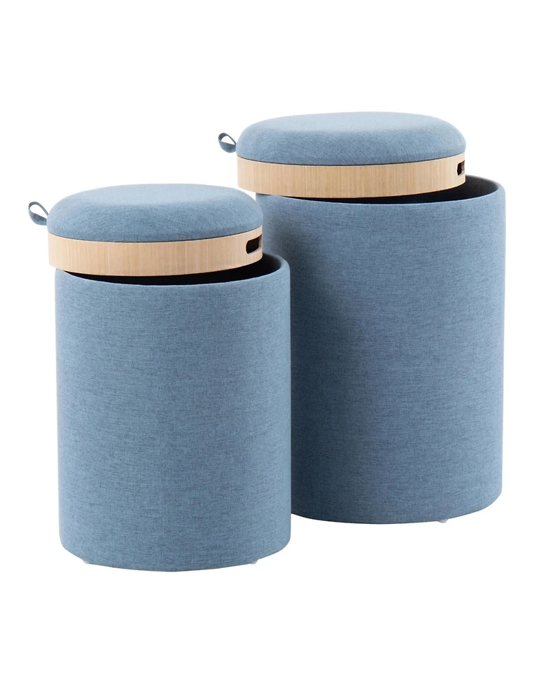 Tray Contemporary Nesting Ottoman Set in Fabric and Wood by Lumisource