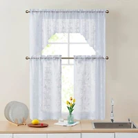 Hlc.Me Joyce Semi Sheer Kitchen Swag Curtain Panels Rod Pocket For Small Windows Kitchen Bathroom 30 W X 36 L Pair