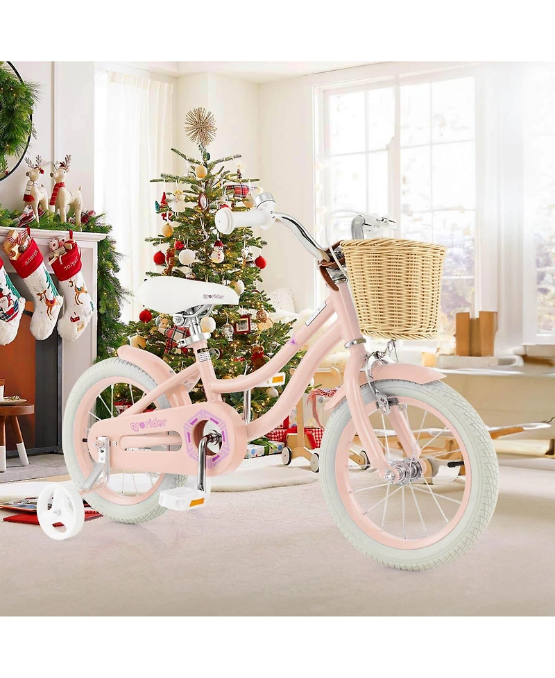 14" Kid's Bike with Training Wheels Adjustable Handlebar Seat Handbrake