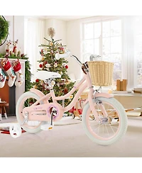 14" Kid's Bike with Training Wheels Adjustable Handlebar Seat Handbrake